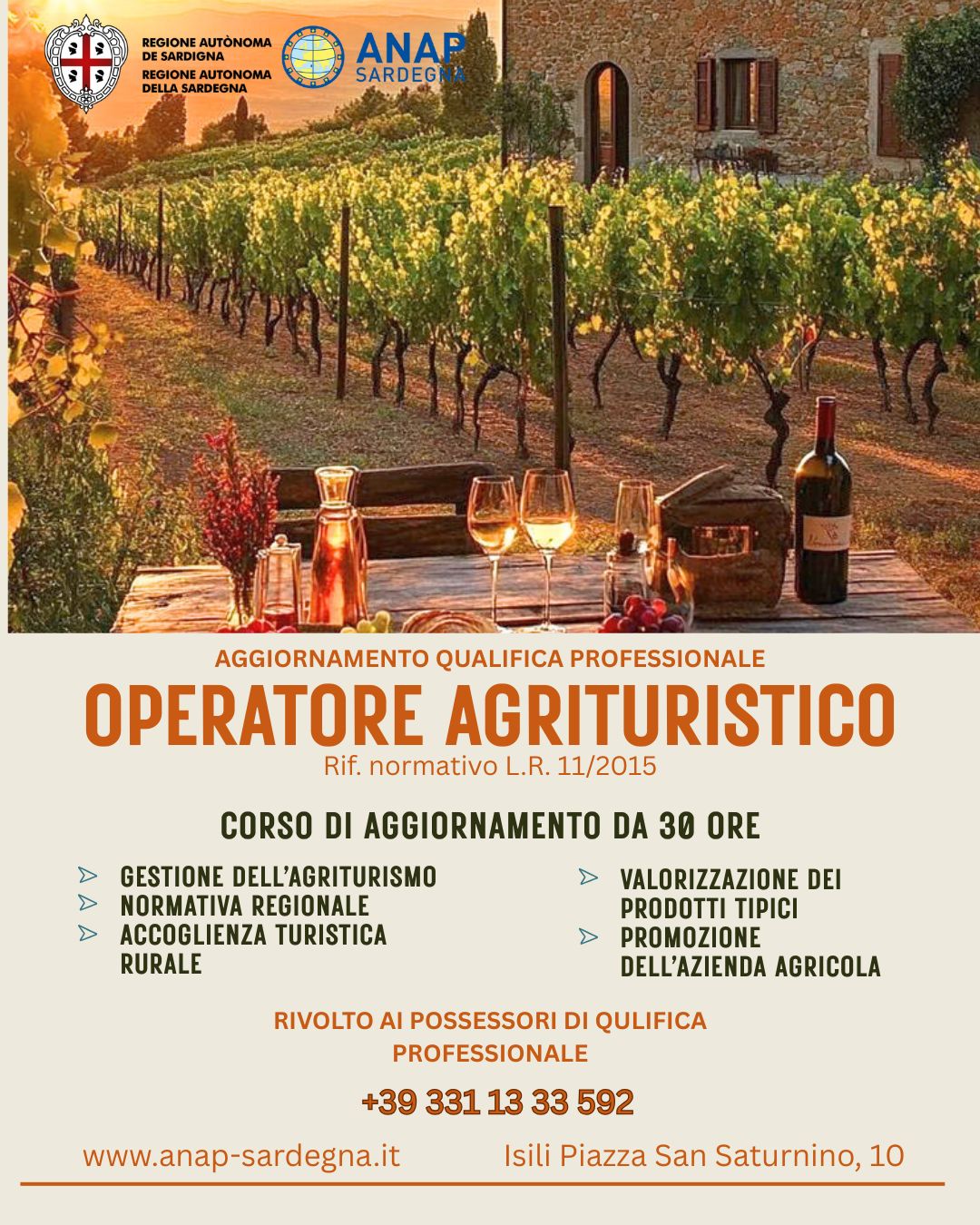 AGGIORNAMENTO PER OPERATORE AGRITURISTICO