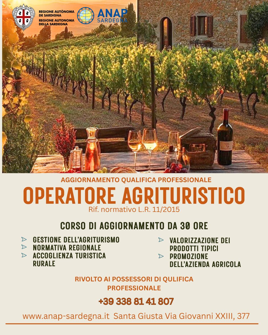 AGGIORNAMENTO PER OPERATORE AGRITURISTICO